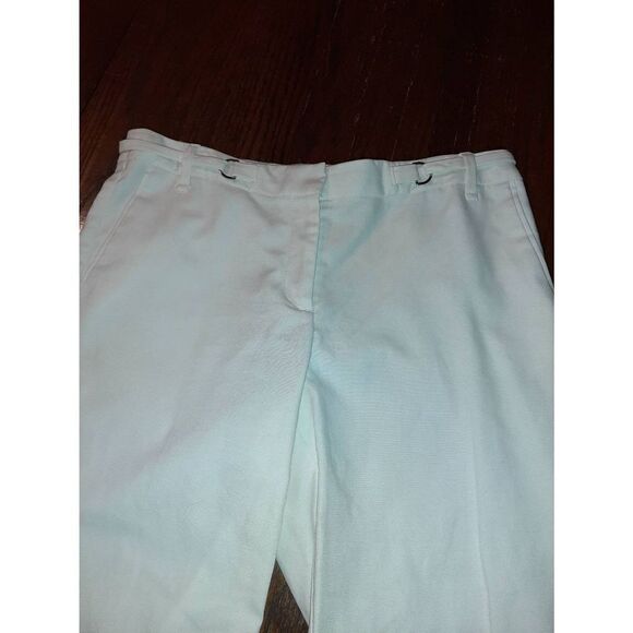 Size 10 Zac & Rachel White Mid Rise Capri Casual Pants Cuffed Hem - Picture 2 of 4